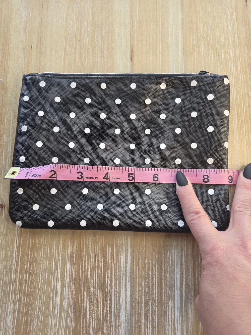 Classic Black Polka Dot Zip Pouch